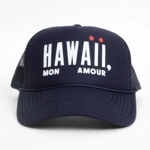 Clare V. HAWAII, MON AMOUR Trucker Hat in Navy - NWT
